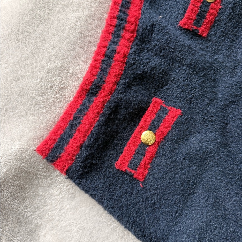 Aqua - Navy Knit Mini Skirt - Red Trim - Size Small - Nautical vibe